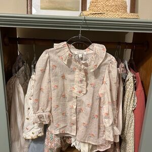 Caramel Kids Floral Blouse - Cream and Pink